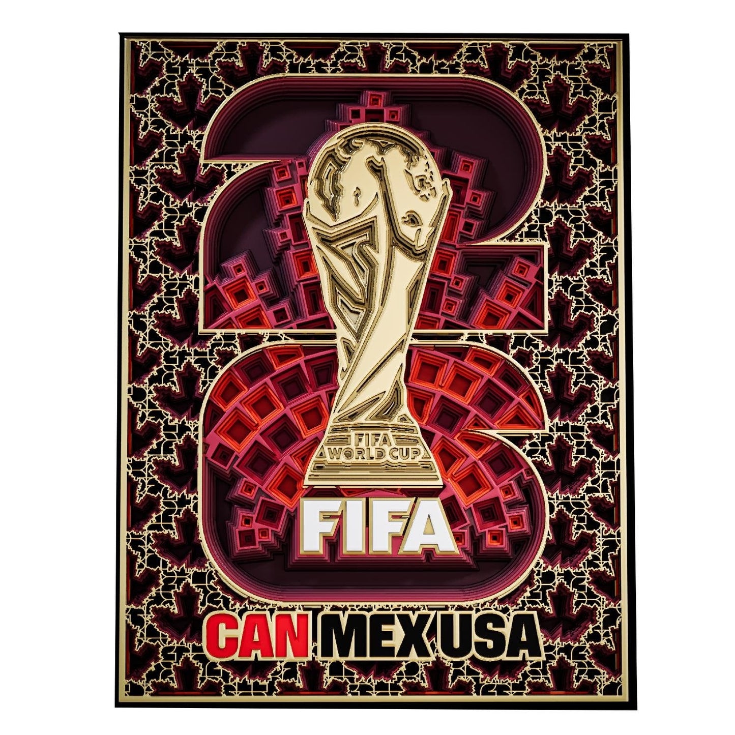 FIFA Copa Mundial 2026™ Canada Marco de Arte en Madera 3D Emblema País Anfitrión