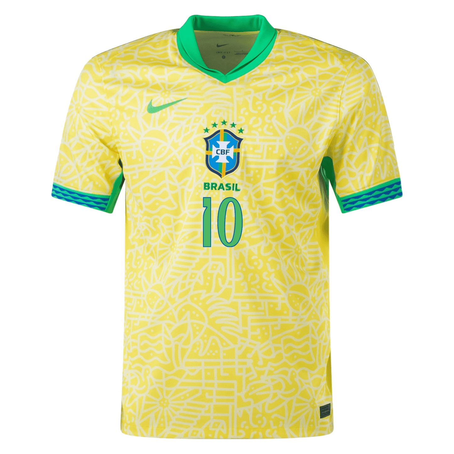 Nike Camiseta Local Auténtica Brasil Neymar Jr. 24/25 (Amarillo Dinámico/Chifón Limón/Verde Chispa)