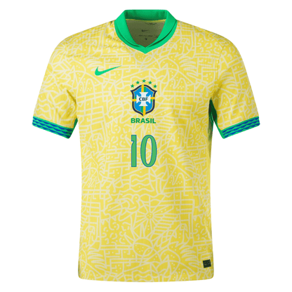 Nike Camiseta Local Brasil Neymar Jr. 24/25 para Hombre (Amarillo Dinámico/Chifón Limón/Verde Chispa)