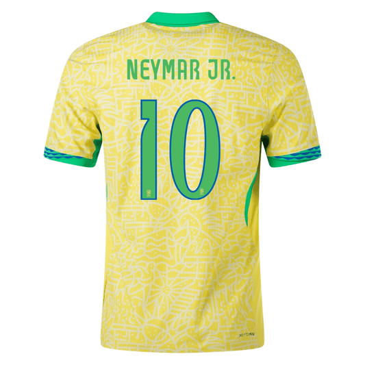 Nike Camiseta Local Brasil Neymar Jr. 24/25 para Hombre (Amarillo Dinámico/Chifón Limón/Verde Chispa)
