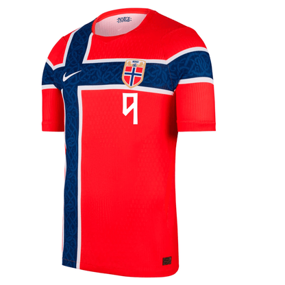 Nike Camiseta Local Auténtica Match Noruega Erling Haaland 2026 para Hombre (Rojo Chile/Blanco)
