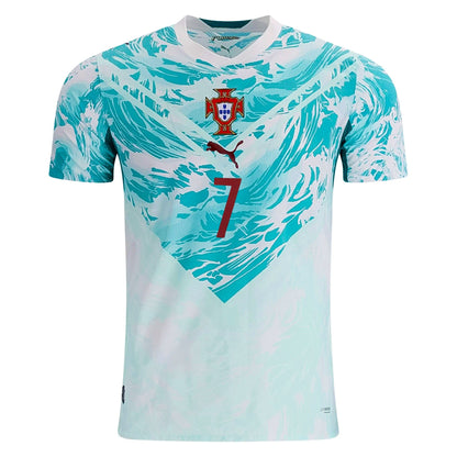 PUMA Camiseta Visitante Auténtica Match Cristiano Ronaldo Portugal 2026 para Hombre (Blanco/Verde Laguna)