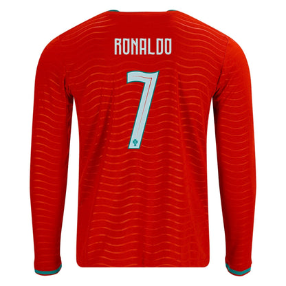 PUMA Camiseta Local Manga Larga Portugal Cristiano Ronaldo Copa Mundial 2026 para Hombre (Rojo Club/Verde Laguna)