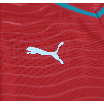PUMA Camiseta Local Manga Larga Portugal Cristiano Ronaldo Copa Mundial 2026 para Hombre (Rojo Club/Verde Laguna)